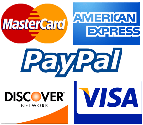 We accept MasterCard, Discover, Visa, American Express and PayPal